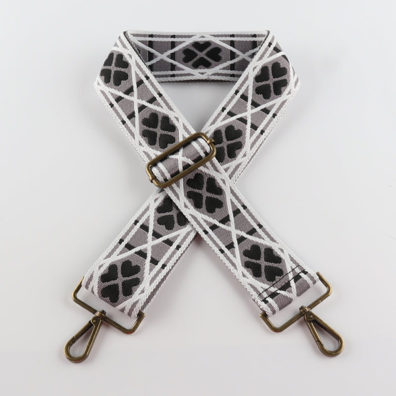 Four Clover Grid Print Bronze Buckle Wide Shoulder Straps