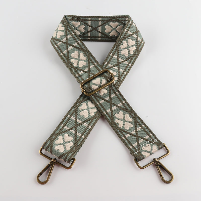 Four Clover Grid Print Bronze Buckle Wide Shoulder Straps