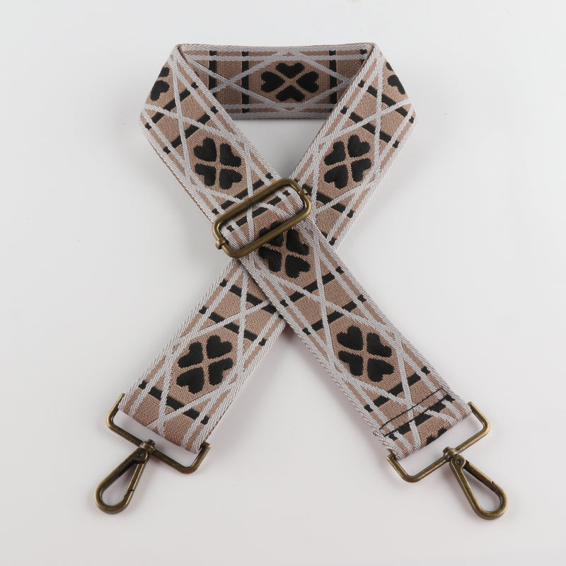 Four Clover Grid Print Bronze Buckle Wide Shoulder Straps