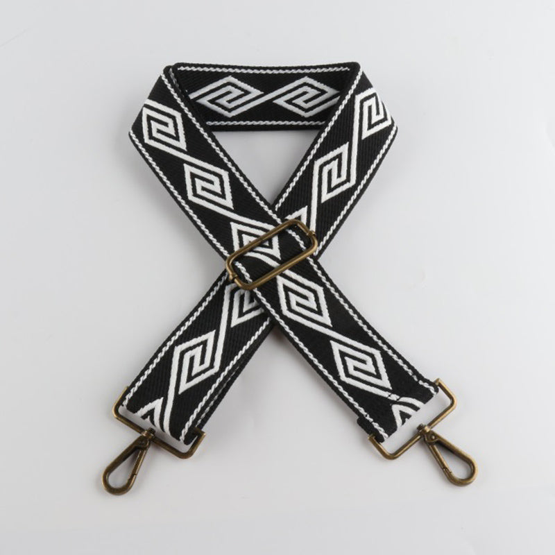 Connected Strokes Diamond Pattern Bronze Buckle Wide Shoulder Straps