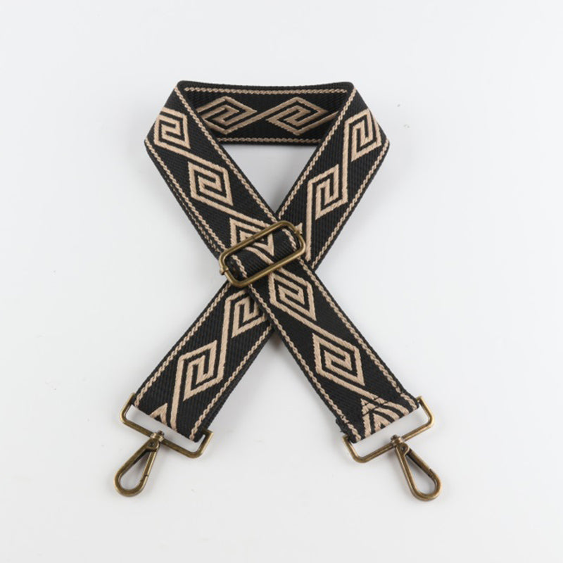 Connected Strokes Diamond Pattern Bronze Buckle Wide Shoulder Straps