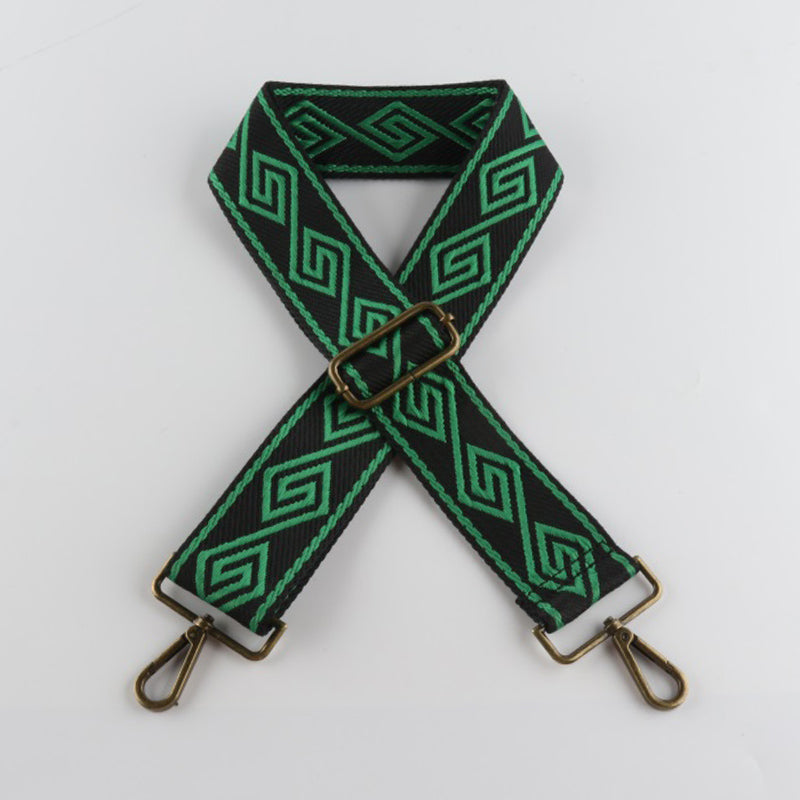 Connected Strokes Diamond Pattern Bronze Buckle Wide Shoulder Straps