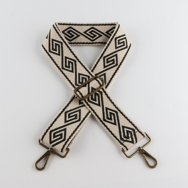 Connected Strokes Diamond Pattern Bronze Buckle Wide Shoulder Straps