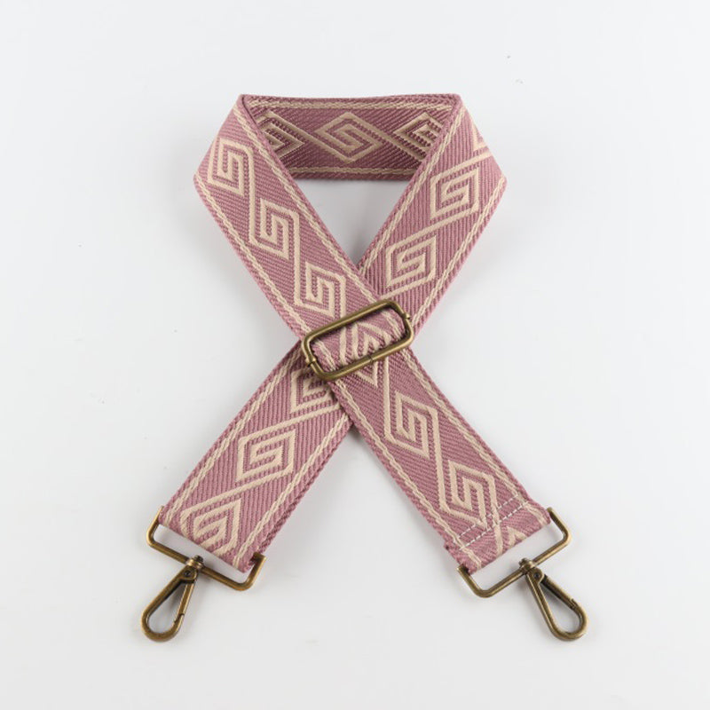 Connected Strokes Diamond Pattern Bronze Buckle Wide Shoulder Straps