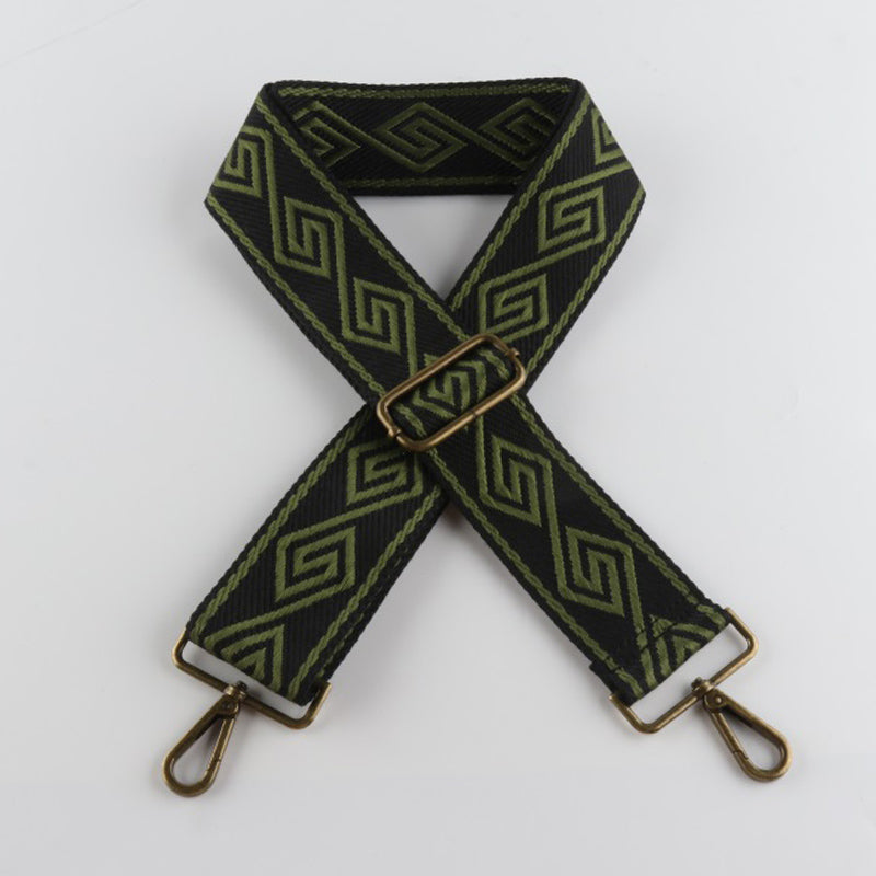 Connected Strokes Diamond Pattern Bronze Buckle Wide Shoulder Straps