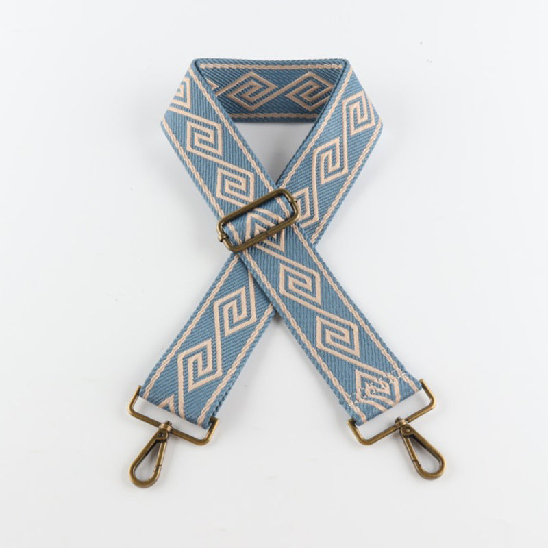Connected Strokes Diamond Pattern Bronze Buckle Wide Shoulder Straps