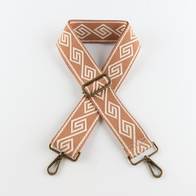 Connected Strokes Diamond Pattern Bronze Buckle Wide Shoulder Straps
