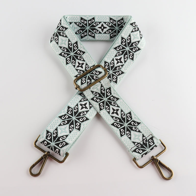 Symmetrical Floral Print Bronze Buckle Wide Shoulder Straps