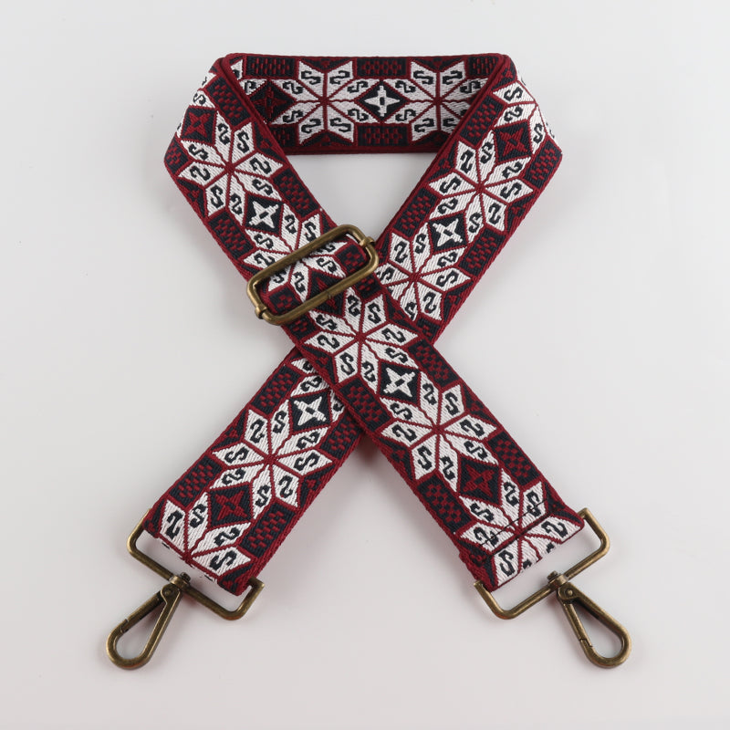 Symmetrical Floral Print Bronze Buckle Wide Shoulder Straps