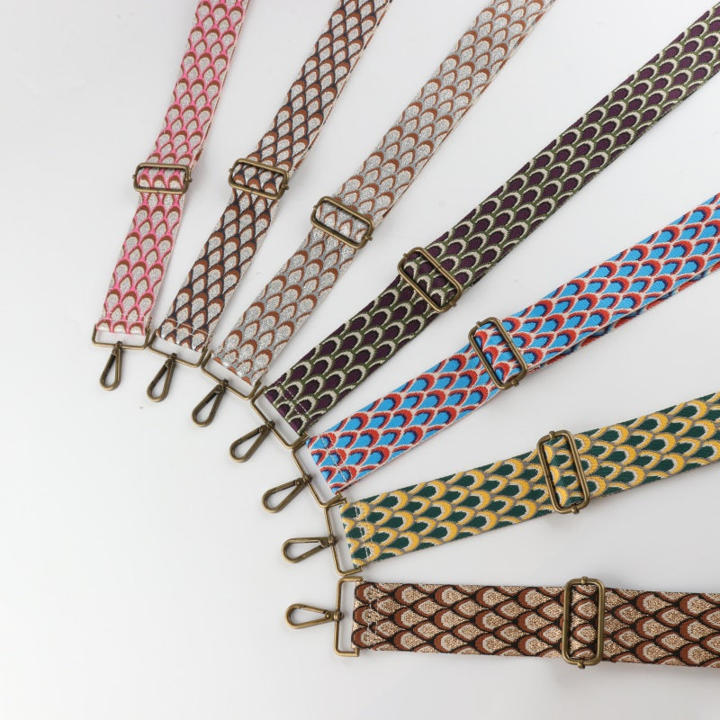 Fish Scale Pattern Bronze Buckle Wide Shoulder Straps