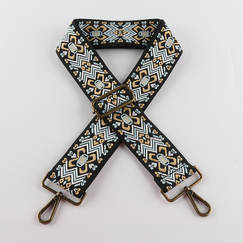 Butterfly Pattern Wavy Lines Bronze Buckle Wide Shoulder Straps