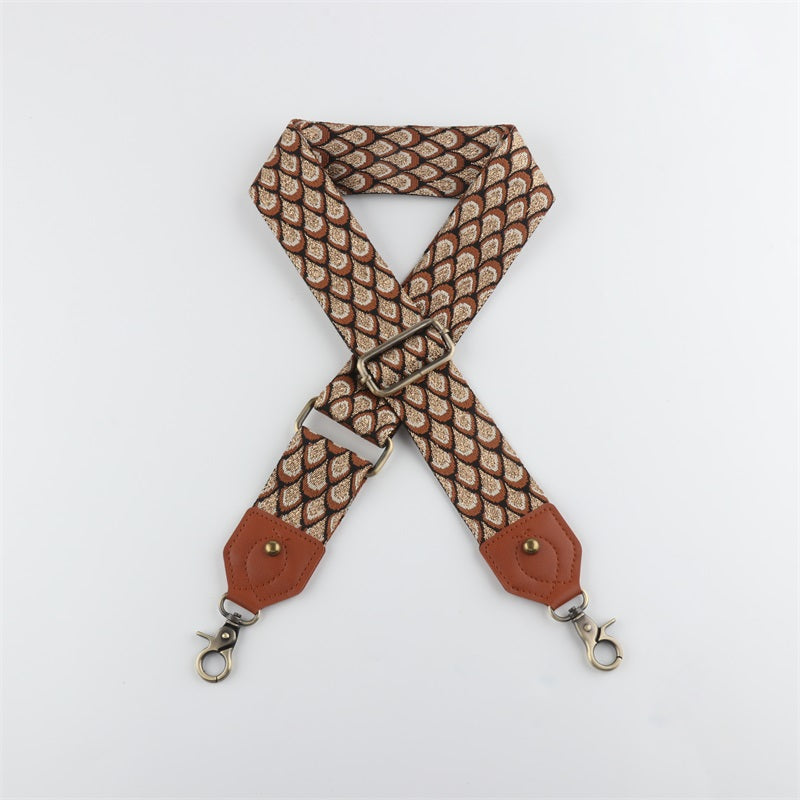 Ethnic Style Bag Strap with Brown Leather Head