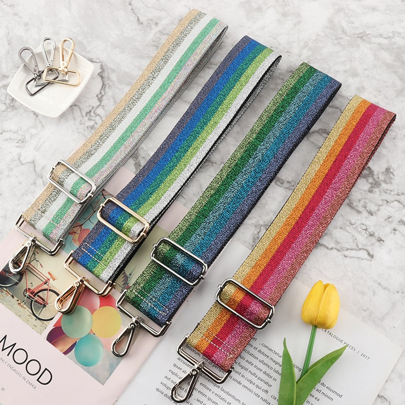 Five Color Stripes Shimmer Wide Bag Strap