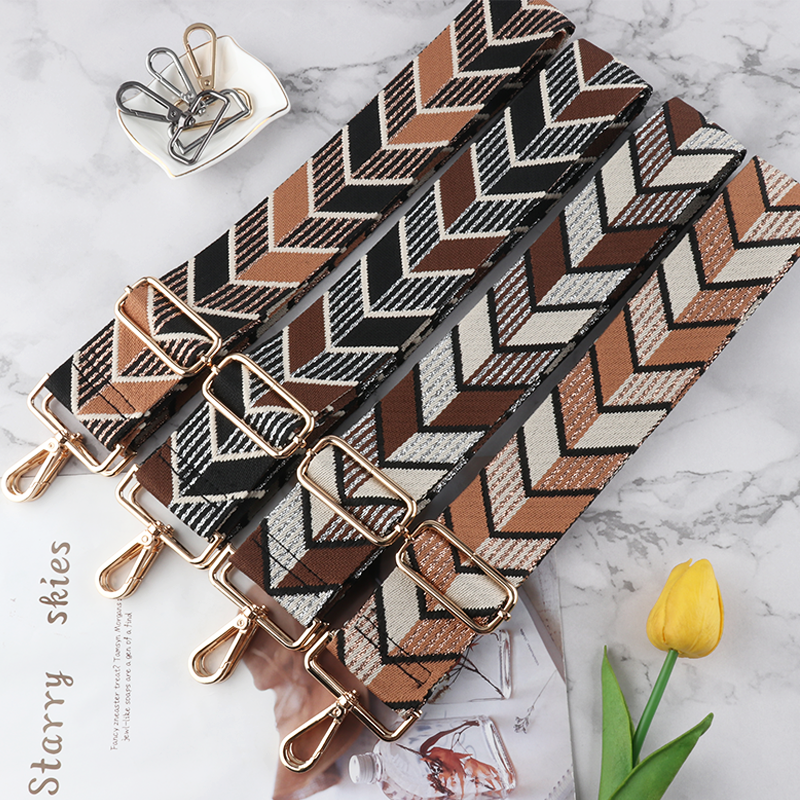 Geometric Leaf Pattern Jacquard Bag Strap