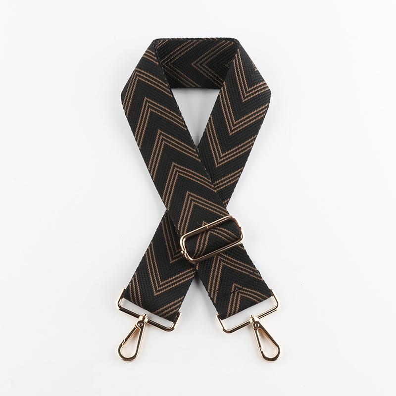 Monochrome Herringbone Pattern Wide Bag Shoulder Straps