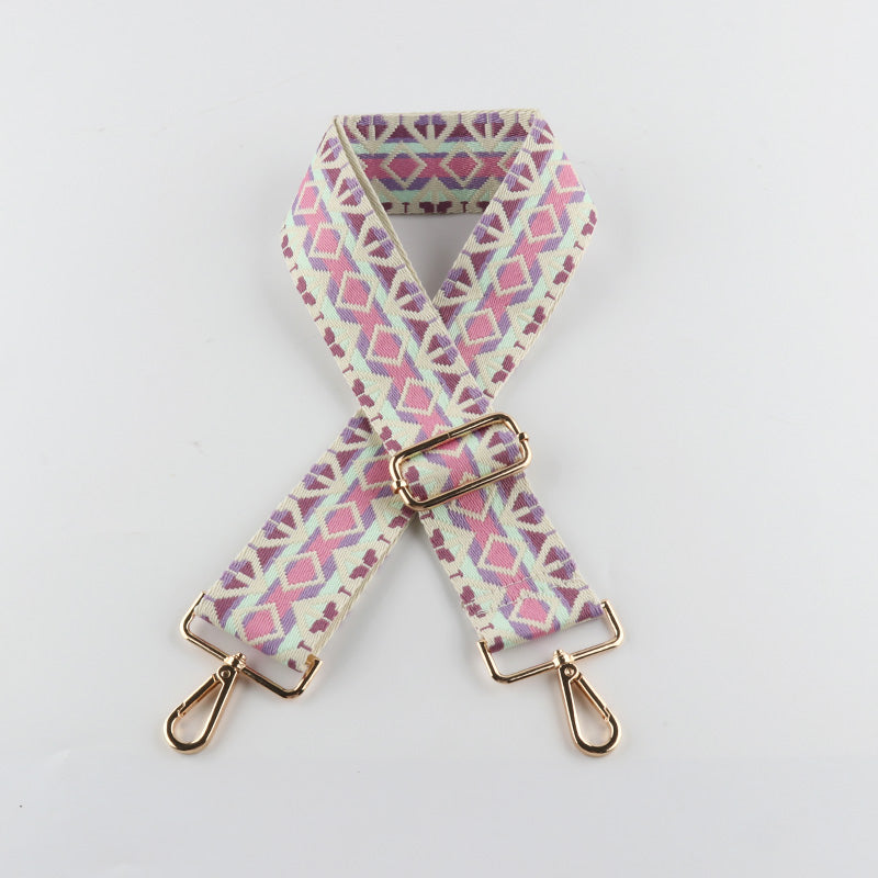 Muti-colors Mixed Diamond Geometric Pattern Bag Strap