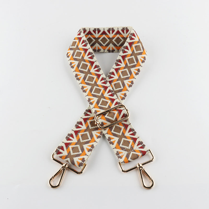 Muti-colors Mixed Diamond Geometric Pattern Bag Strap