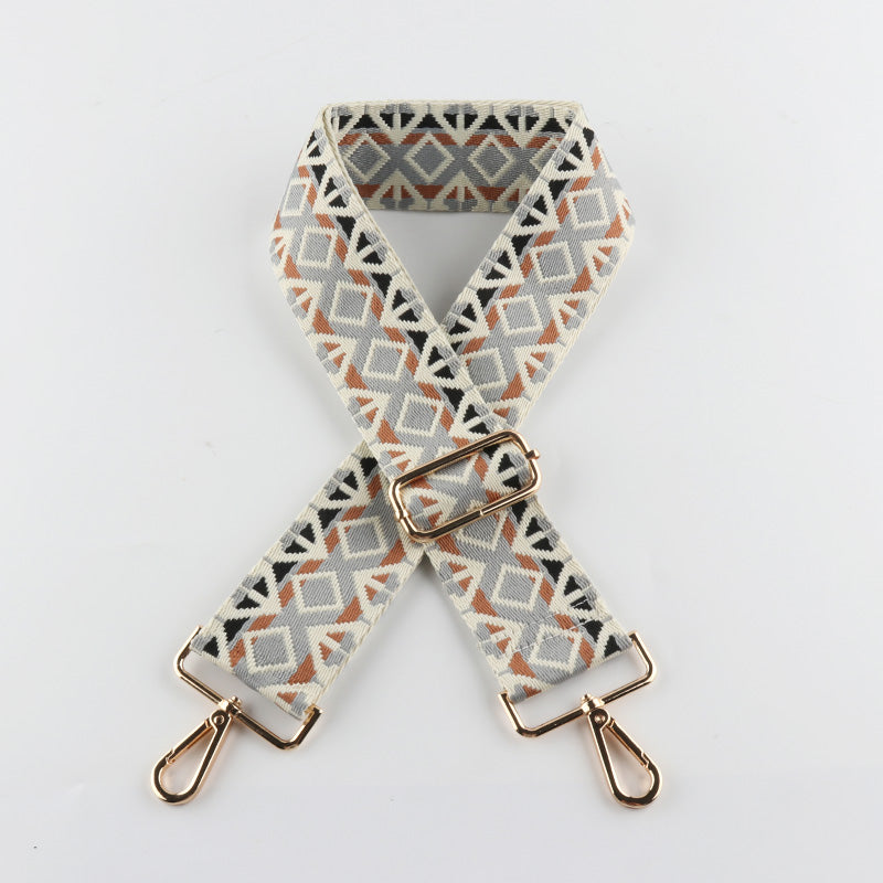 Muti-colors Mixed Diamond Geometric Pattern Bag Strap