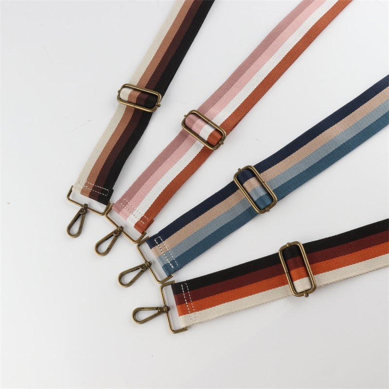 Multi-color Contrast Bronze Buckle Wide Shoulder Straps