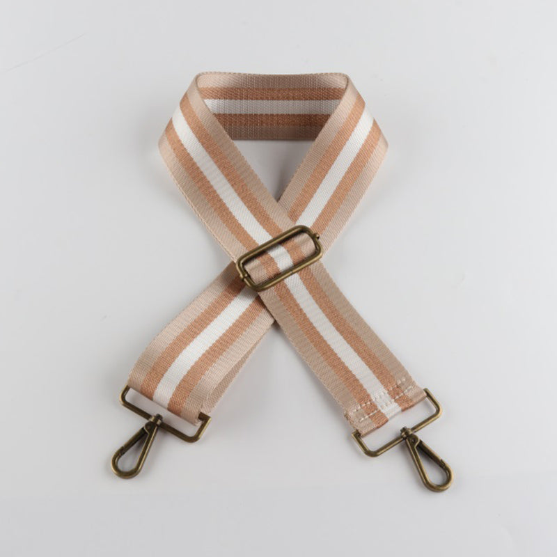 Silver Stripe Thread Glitter Bronze Buckle Wide Shoulder Straps