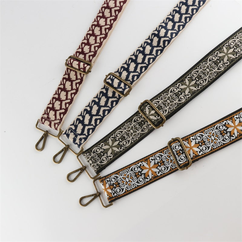 Colorful Graphics Jacquard Bronze Buckle Wide Shoulder Straps