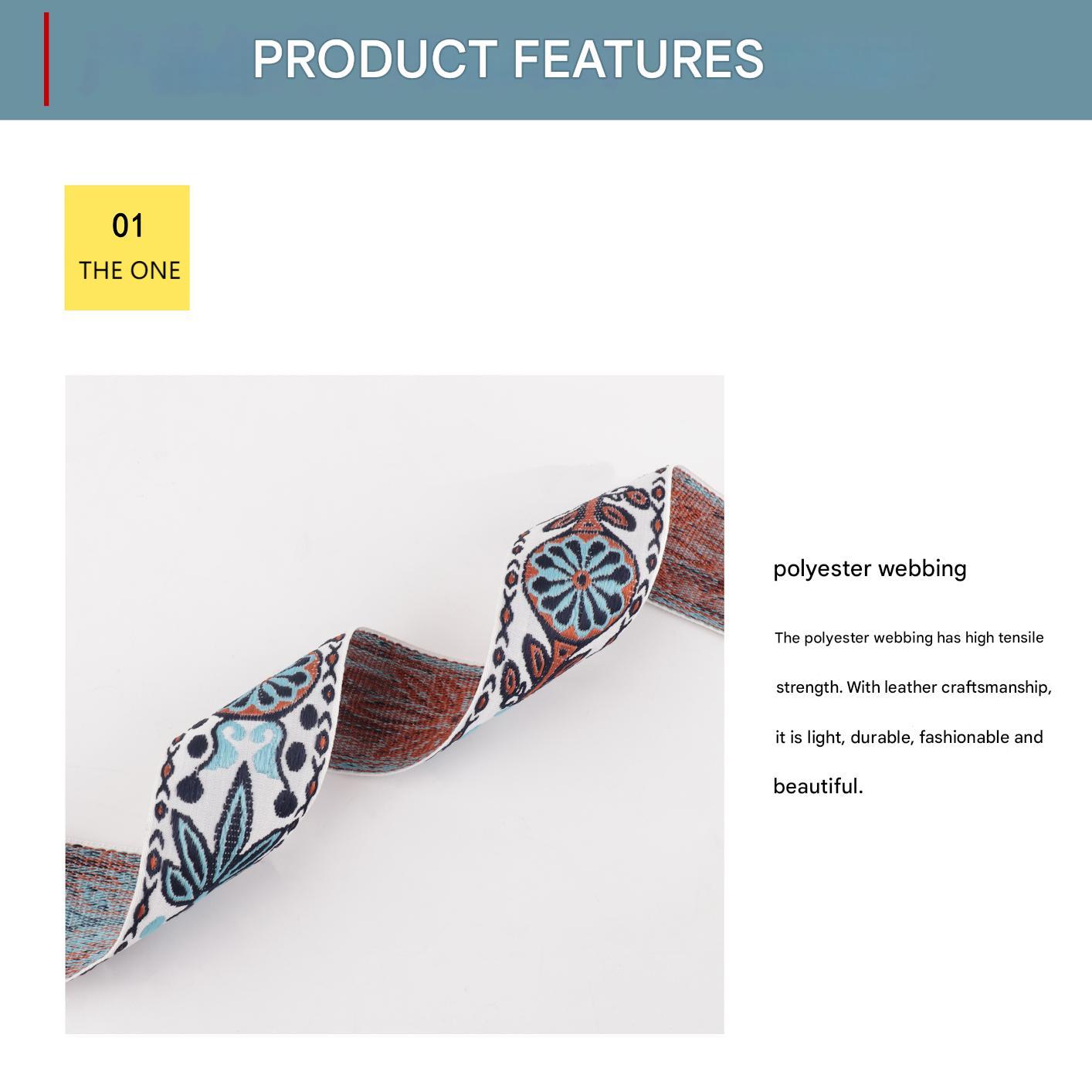 Maple Leaf Pattern Jacquard Brown Leather Camera Strap