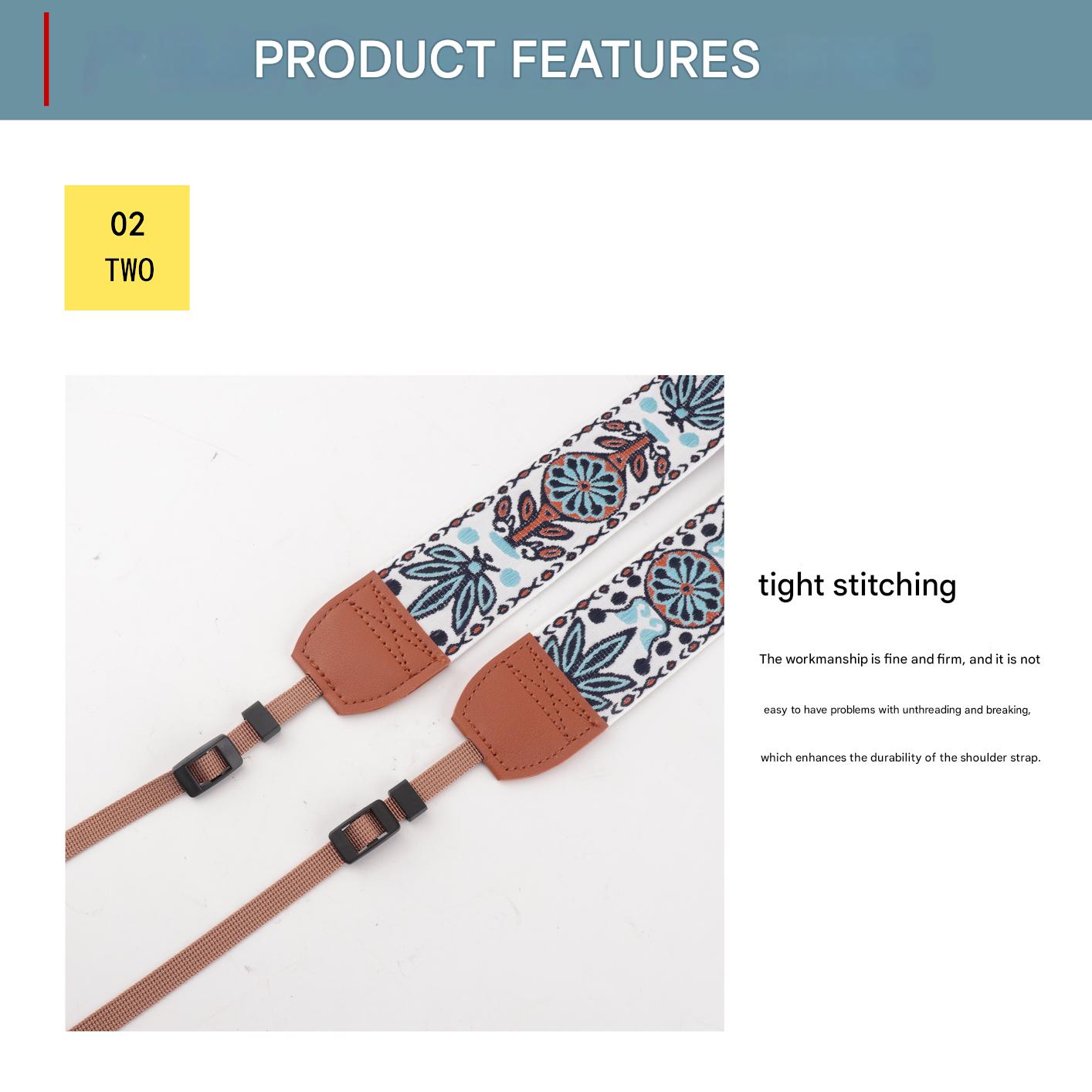 Maple Leaf Pattern Jacquard Brown Leather Camera Strap