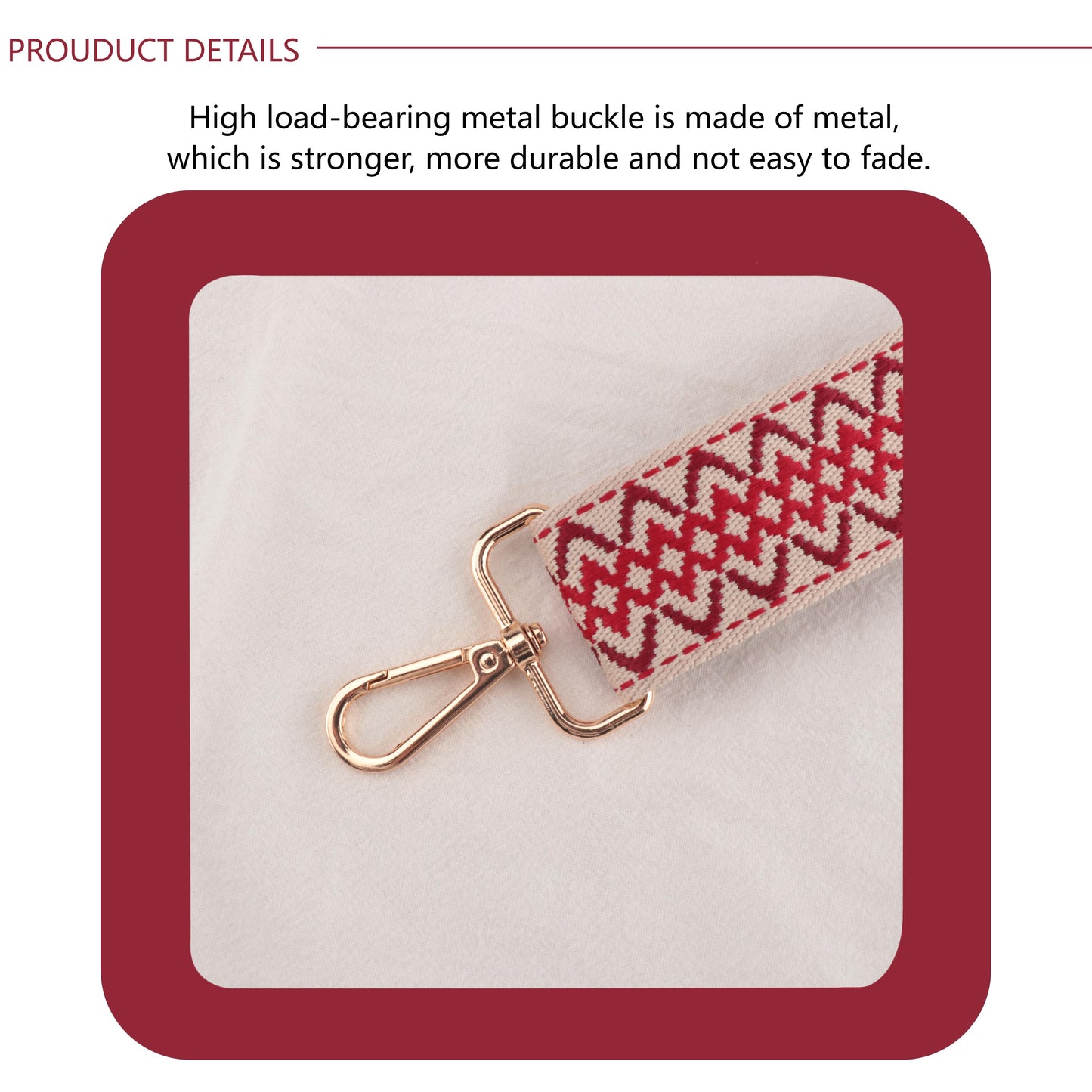 High Load and Durable Bag Strap with Metal Buckle