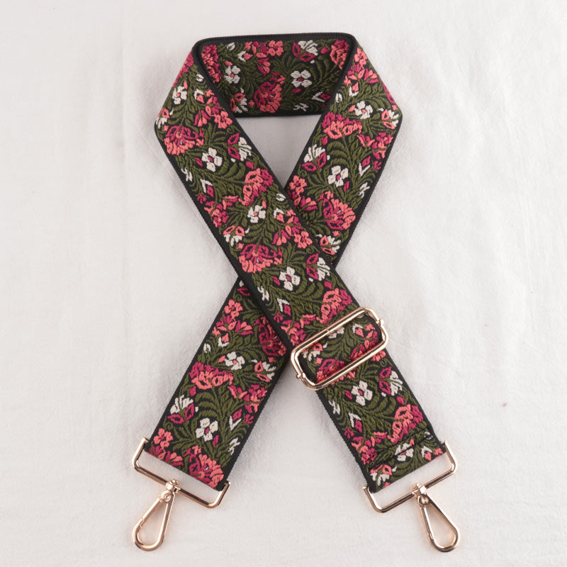 Metal buckle Petal pattern Jacquard Bag Strap