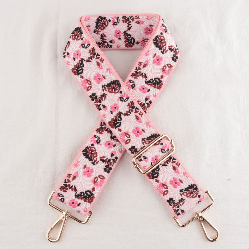 Metal buckle Petal pattern Jacquard Bag Strap