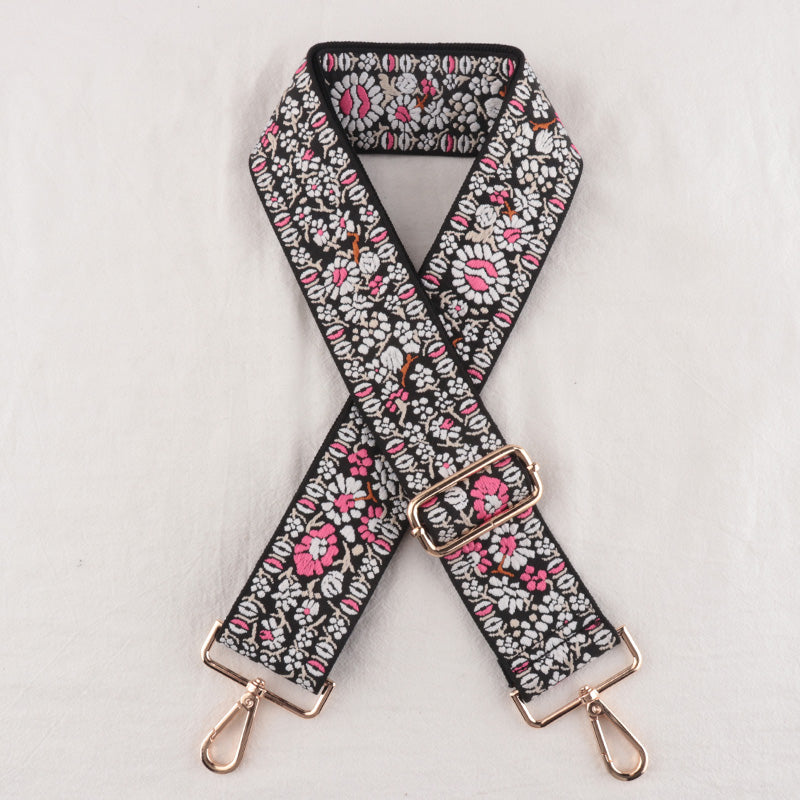 Metal buckle Petal pattern Jacquard Bag Strap