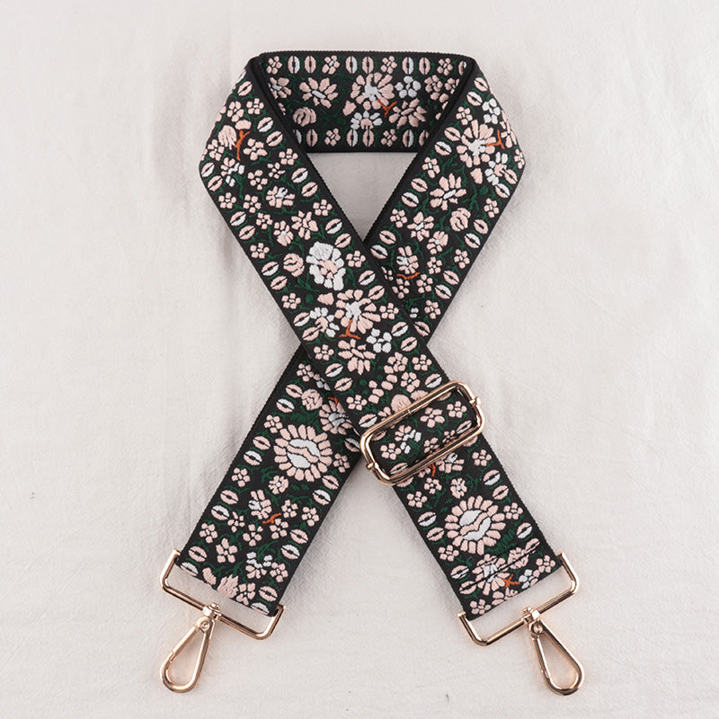 Metal buckle Petal pattern Jacquard Bag Strap