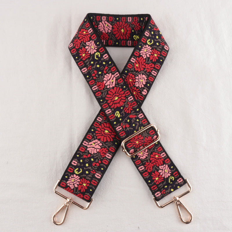 Metal buckle Petal pattern Jacquard Bag Strap