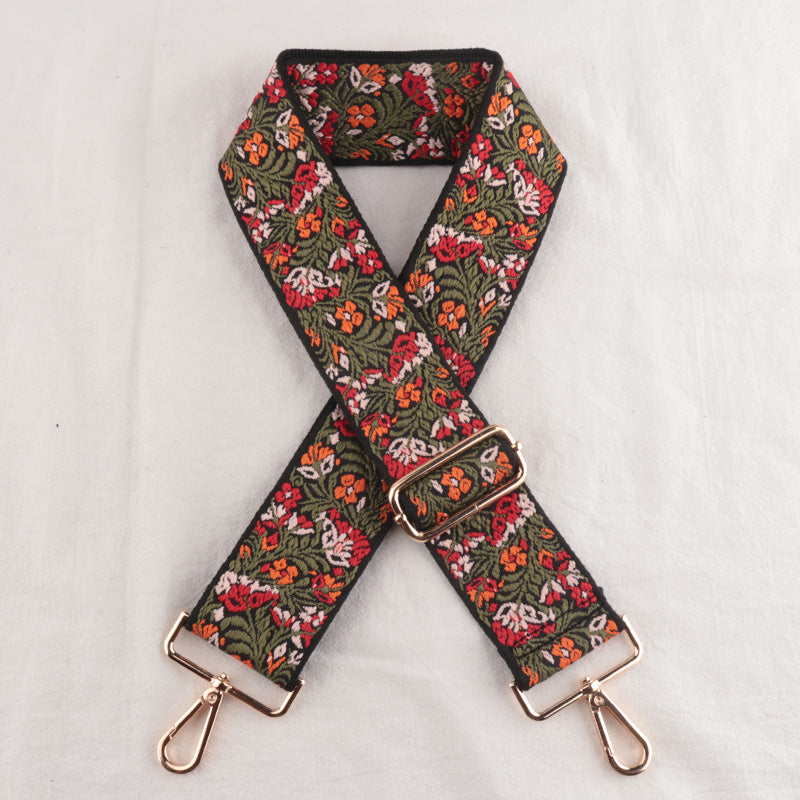 Metal buckle Petal pattern Jacquard Bag Strap