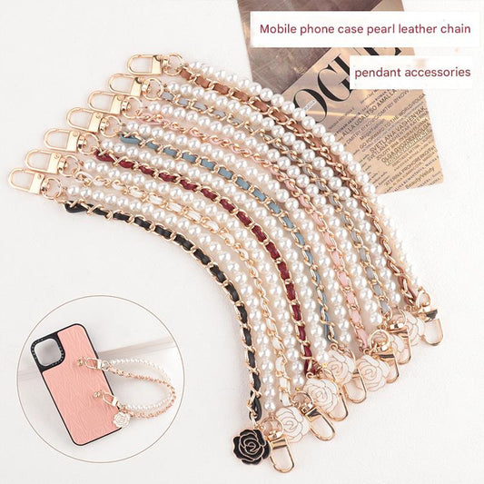 Mobile Phone Case Pearl Leather Chain Pendant accessories