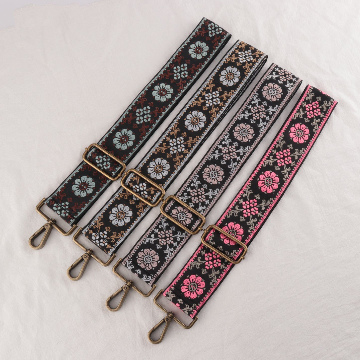 Two-color Flower Print Bag Strap