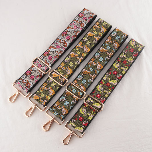 Metal buckle Petal pattern Jacquard Bag Strap