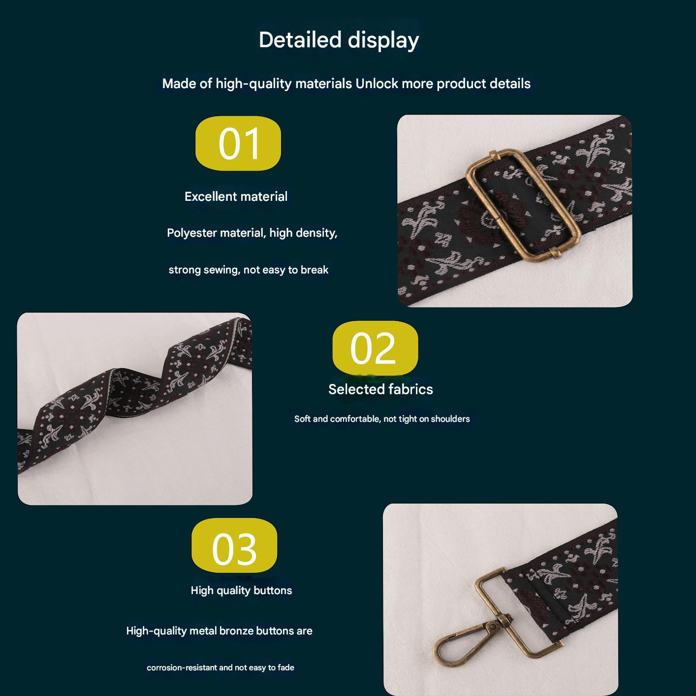 Two-color Flower Print Bag Strap