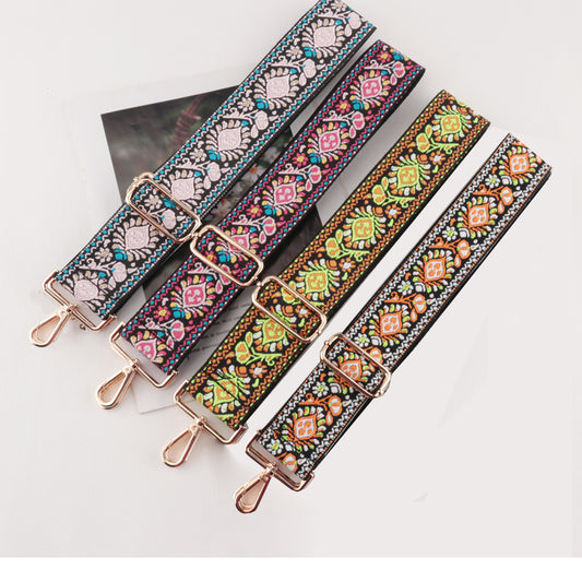 Ethnic Petals Pattern Wide Bag Shoulder Strap
