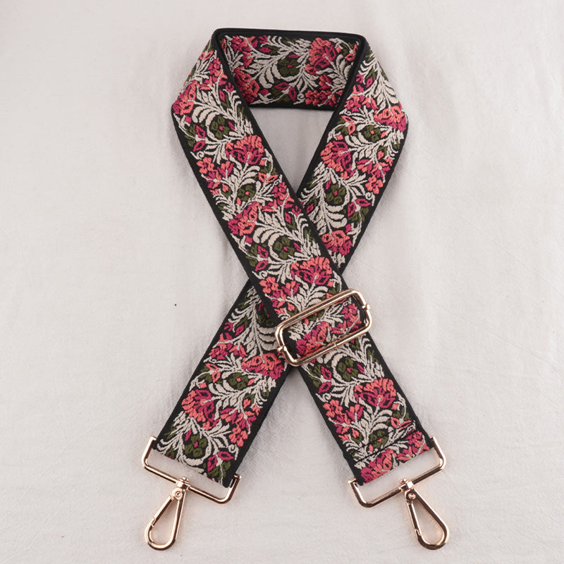 Metal buckle Petal pattern Jacquard Bag Strap