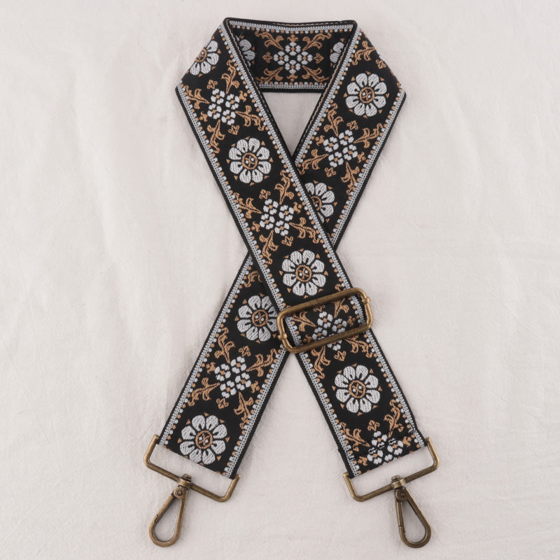 Two-color Flower Print Bag Strap