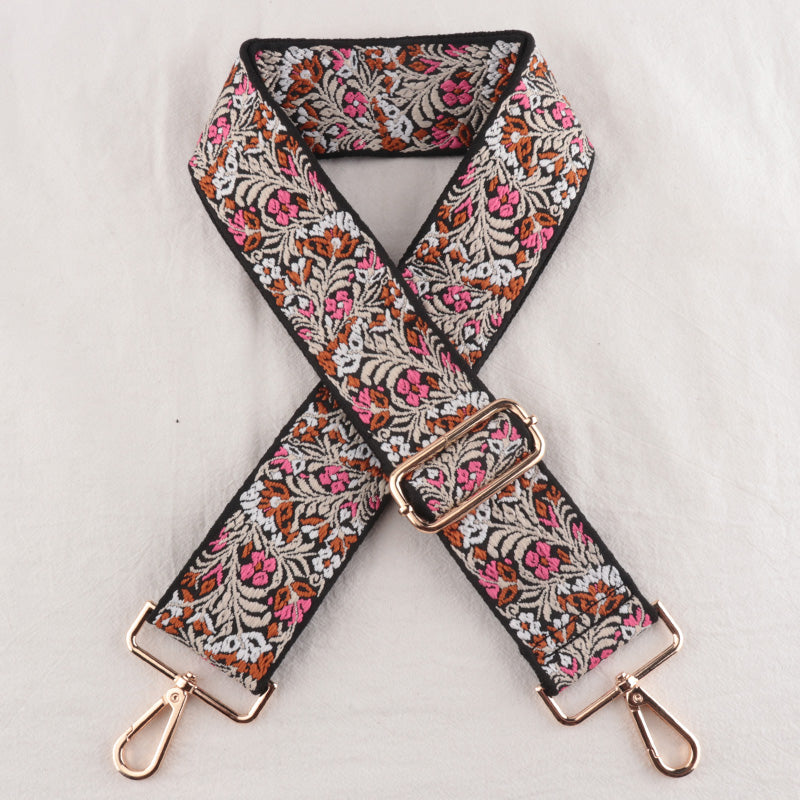 Metal buckle Petal pattern Jacquard Bag Strap