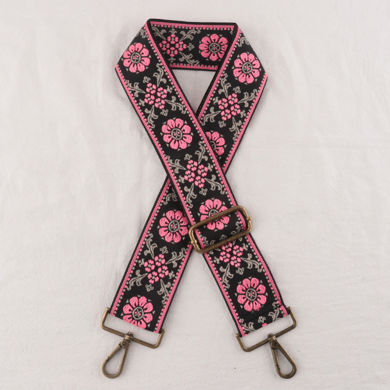 Two-color Flower Print Bag Strap