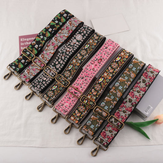 Bronze buckle Petal pattern Jacquard Bag Strap