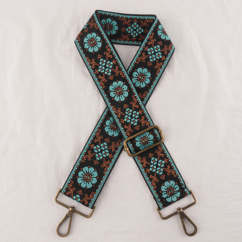 Two-color Flower Print Bag Strap