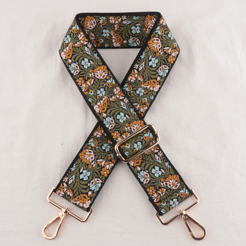 Metal buckle Petal pattern Jacquard Bag Strap