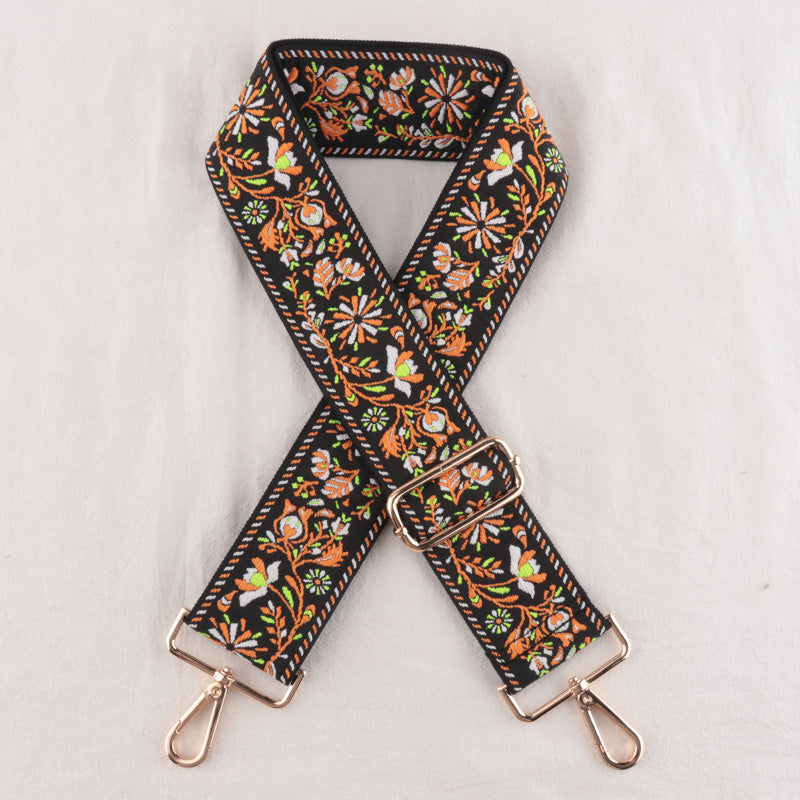 Metal buckle Petal pattern Jacquard Bag Strap