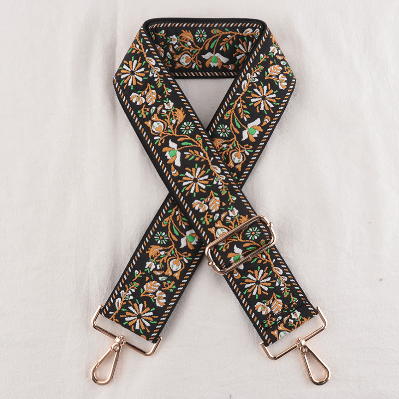Metal buckle Petal pattern Jacquard Bag Strap