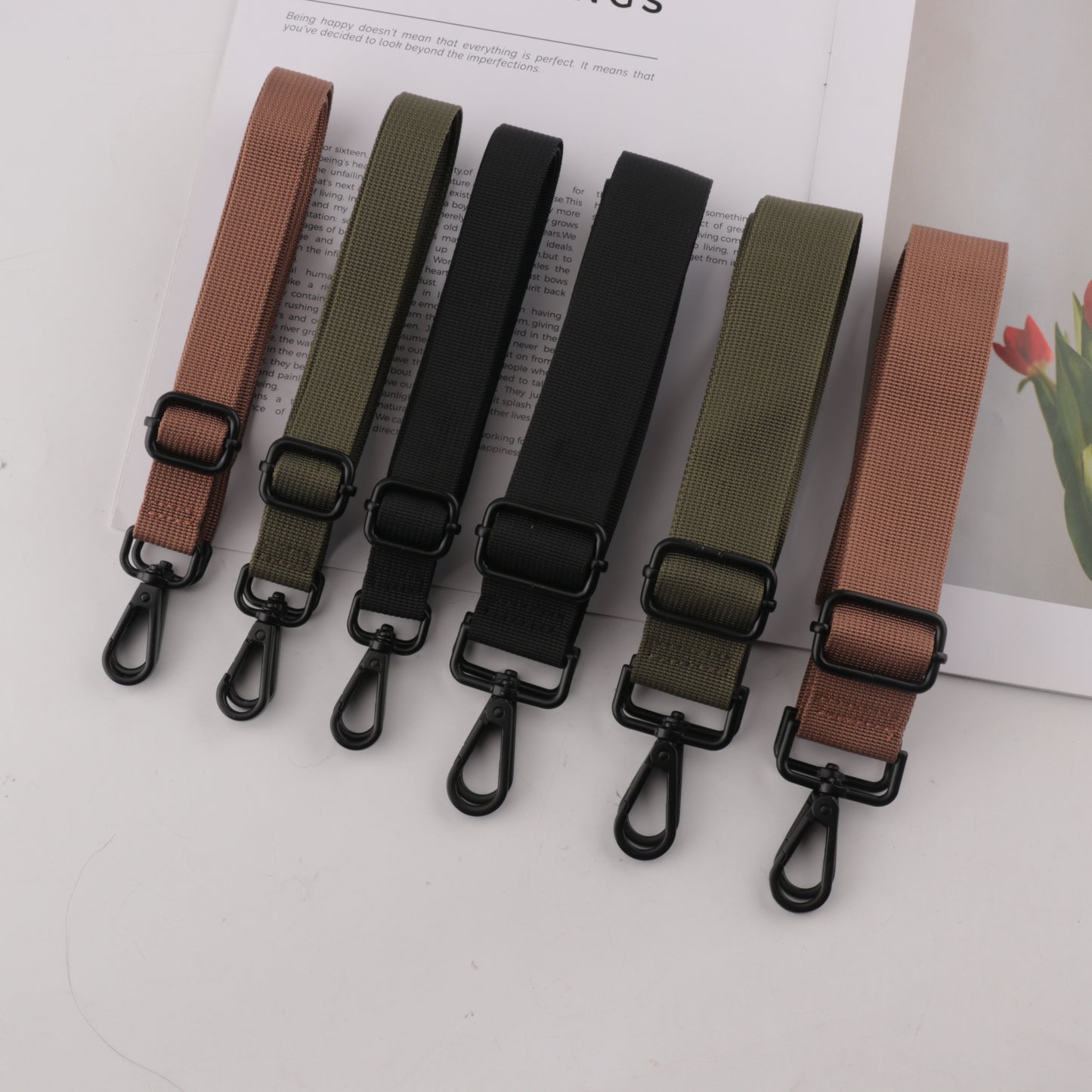 Solid Color Spaghetti Bag Straps with Matte Black Buckle