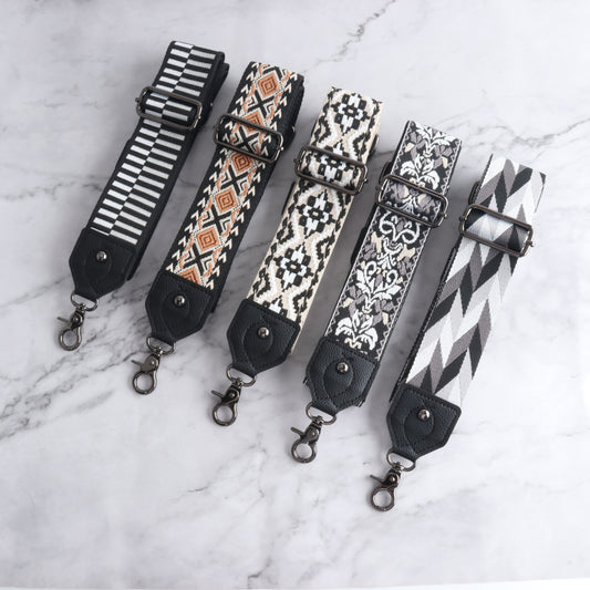 2D symmetrical pattern Bag Strap with Leather Head